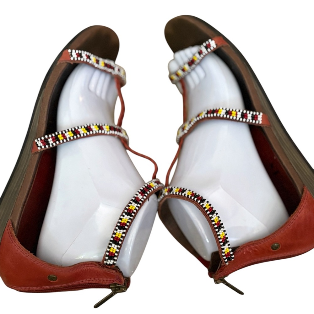 Pikolinos Alcudia Red beaded leather sandals 39/8 - Picture 4 of 10